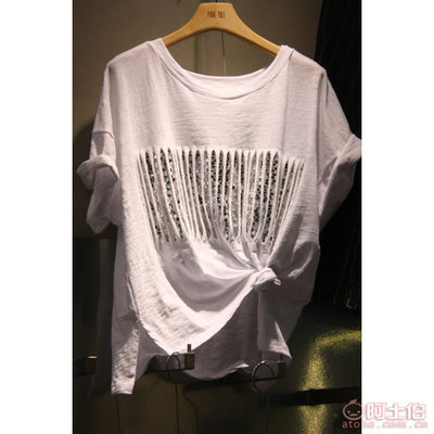 【廠家直銷2018夏季新品韓版亮片短袖寬破洞T恤時尚休閑女上衣潮1155】深圳市南山區(qū)伊人醉服飾批發(fā)商行 - 產(chǎn)品庫