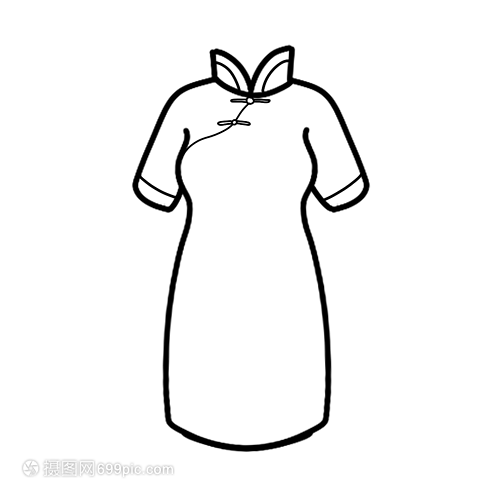 旗袍簡(jiǎn)筆畫(huà)線稿