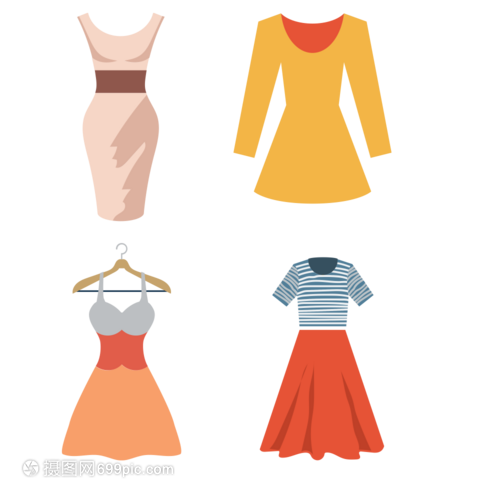 女裝衣服裙子矢量圖標插畫